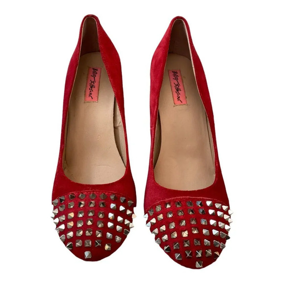 Betsey Johnson Cherrt Red Pumps with Spikes on Toes - Picture 2 of 2